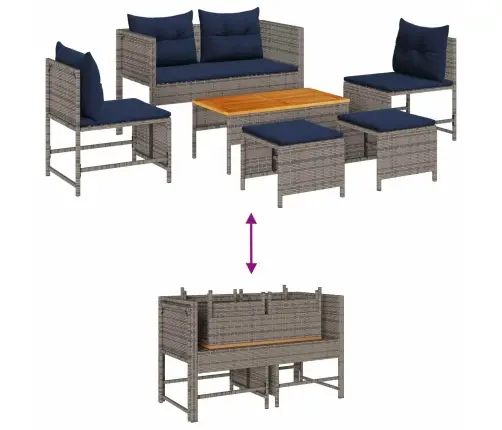 Aia Diivanikomplekt Padjaga 6 Pcs Hall Ja Tumesinine Polürotang