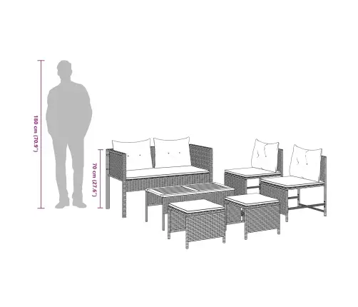 Aia Diivanikomplekt Padjaga 6 Pcs Hall Ja Tumesinine Polürotang