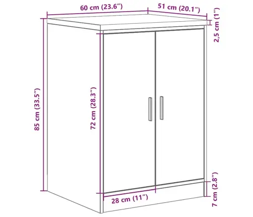 Garāžas Glabāšanas Skapis, 60X51X85 Cm Priedes Masīvkoks Vidaxl