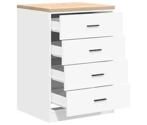 Garāžas Glabāšanas Skapis, Balts, 60X51X85 Cm Priedes Masīvkoks Vidaxl