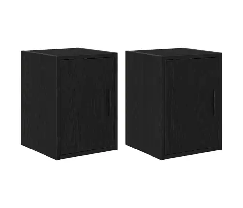 Garāžas Sienas Skapji, 2 Gab., Melna, Inženierijas Koks Vidaxl