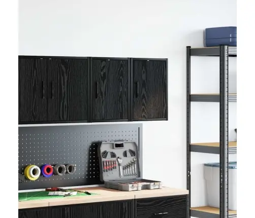 Garāžas Sienas Skapji, 2 Gab., Melna, Inženierijas Koks Vidaxl