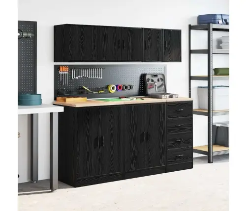 Garāžas Sienas Skapji, 2 Gab., Melna, Inženierijas Koks Vidaxl