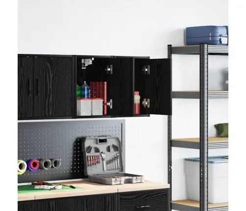 Garāžas Sienas Skapji, 2 Gab., Melna, Inženierijas Koks Vidaxl