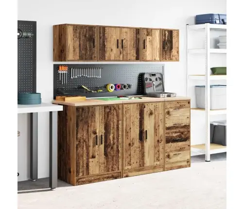 Garāžas Sienas Skapji, 2 Gab., Veci Dēļi, Inženierijas Koks Vidaxl