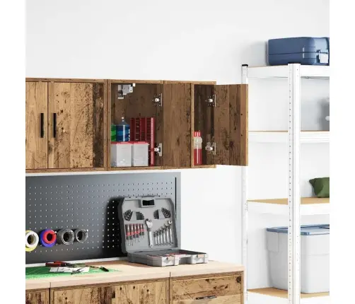 Garāžas Sienas Skapji, 2 Gab., Veci Dēļi, Inženierijas Koks Vidaxl