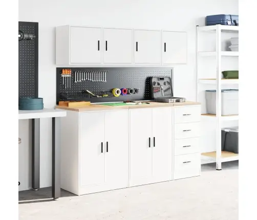 Garāžas Sienas Skapji, 2 Gab., Balti, Inženierijas Koks Vidaxl