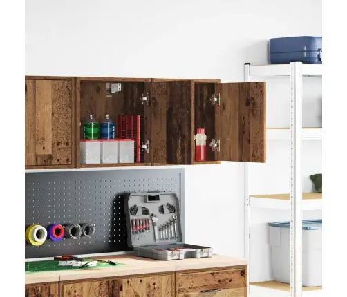 Garāžas Sienas Skapji, 2 Gab., Veci Dēļi, Inženierijas Koks Vidaxl