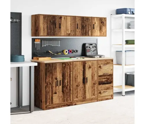 Garāžas Sienas Skapji, 2 Gab., Veci Dēļi, Inženierijas Koks Vidaxl