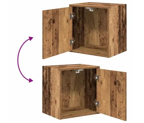 Garāžas Sienas Skapji, 2 Gab., Veci Dēļi, Inženierijas Koks Vidaxl