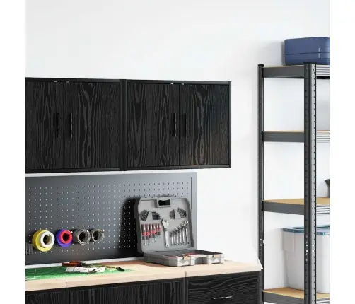 Garāžas Sienas Skapis, Melns Inženierijas Koks Vidaxl