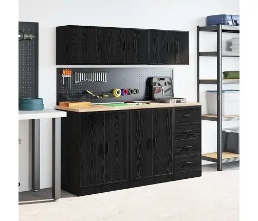 Garāžas Sienas Skapis, Melns Inženierijas Koks Vidaxl