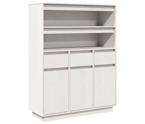 Highboard White 89X34X116,5 Cm Masīvkoka Priede Vidaxl