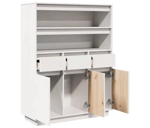 Highboard White 89X34X116,5 Cm Masīvkoka Priede Vidaxl