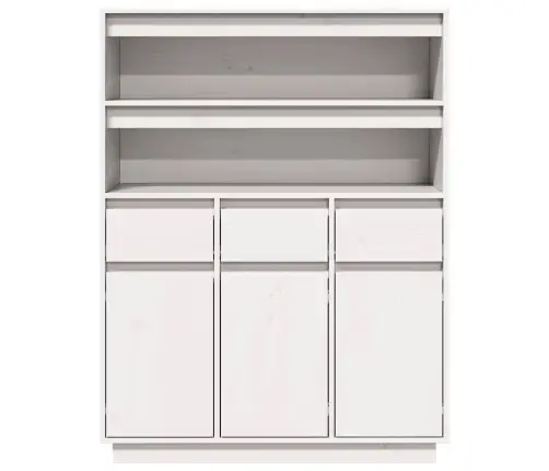 Highboard White 89X34X116,5 Cm Masīvkoka Priede Vidaxl