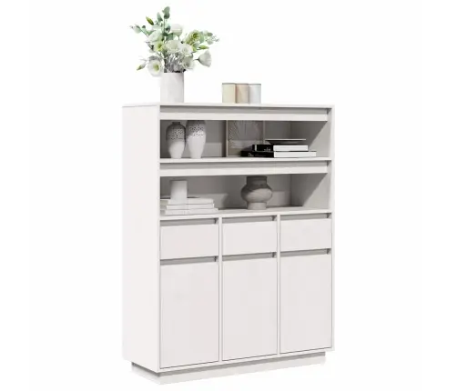 Highboard White 89X34X116,5 Cm Masīvkoka Priede Vidaxl