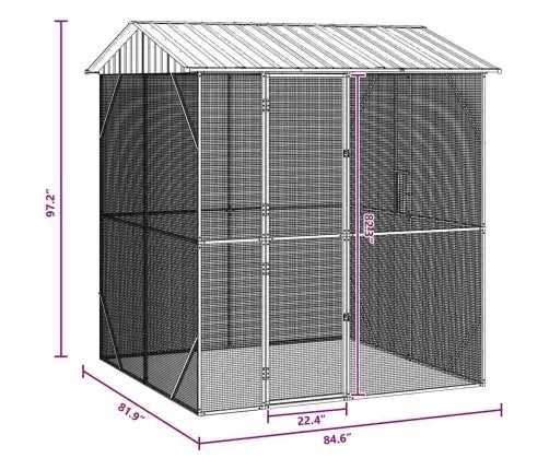 Putnu Būris Antracīta Krāsā 210X227X247 Cm Tērauds Vidaxl