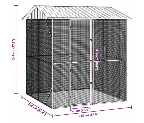 Putnu Būris Antracīta Krāsā 210X227X247 Cm Tērauds Vidaxl