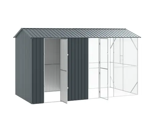 Putnu Voljēra Ar Paplašinājumu Antracīta Krāsā 210X442X247 Cm Tērauds Vidaxl