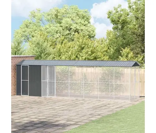 Putnu Voljēra Ar Paplašinājumu Antracīta Krāsā 210X838X247 Cm Tērauds Vidaxl