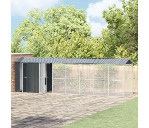 Putnu Voljēra Ar Paplašinājumu Antracīta Krāsā 210X838X247 Cm Tērauds Vidaxl