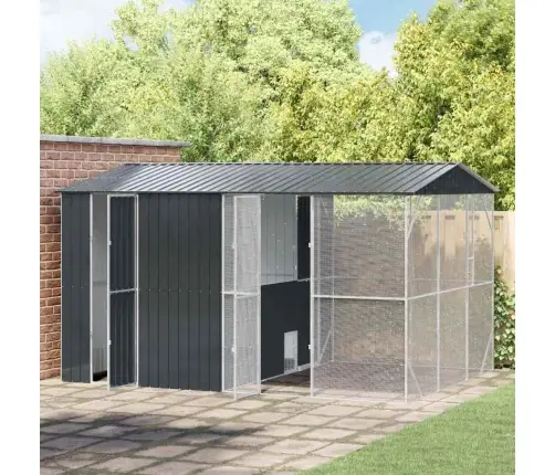 Putnu Būris Ar Paplašinājumu Antracīta Krāsā, 310X442X247 Cm, Tērauds Vidaxl