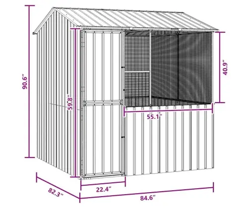 Putnu Būris Antracīts 215X78X200 Cm Cinkota Tērauda Vidaxl