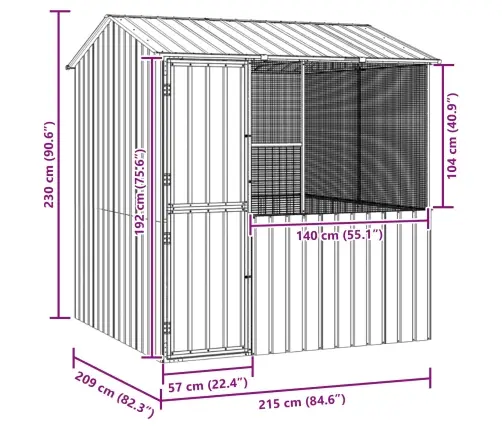 Paukščių Narvas Antracitas 215 X 209 X 230 Cm Cinkuota Plienas