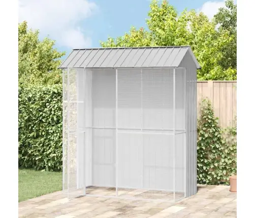 Putnu Būris Pelēks 215X110X247 Cm Tērauds Vidaxl