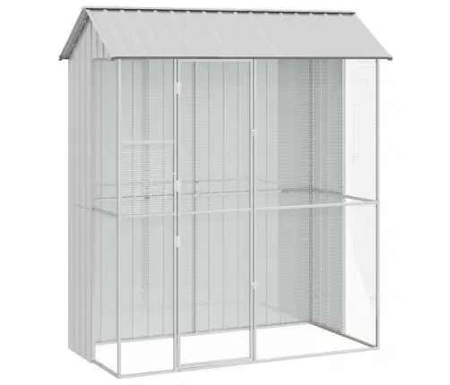 Putnu Būris Pelēks 215X110X247 Cm Tērauds Vidaxl