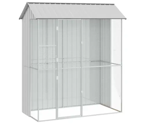 Putnu Būris Pelēks 215X110X247 Cm Tērauds Vidaxl