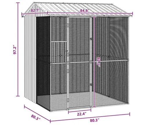 Putnu Voljērs Antracīts 215X210X247 Cm Tērauds Vidaxl
