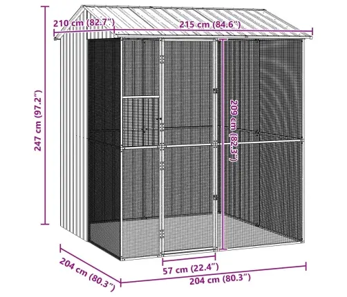 Putnu Voljērs Antracīts 215X210X247 Cm Tērauds Vidaxl