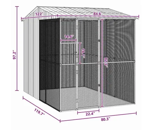 Paukščių Narvas Antracitas 215 X 310 X 247 Cm Cinkuota Plienas