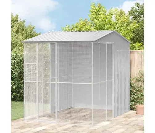 Putnu Būris Pelēks 215X310X247 Cm Tērauds Vidaxl