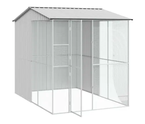 Putnu Būris Pelēks 215X310X247 Cm Tērauds Vidaxl