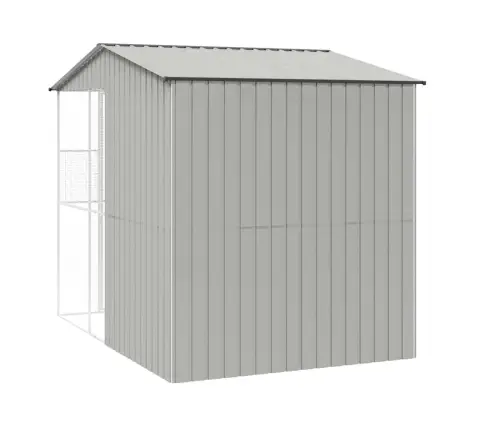 Putnu Būris Pelēks 215X310X247 Cm Tērauds Vidaxl