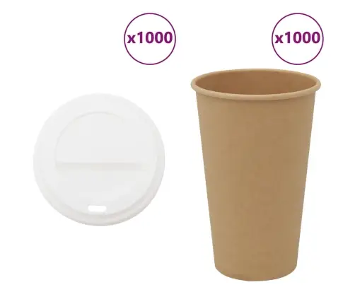 Popieriniai Kavos Puodeliai Su Dangteliais 1000 Vnt 16Oz 400 Ml