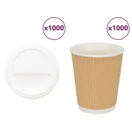 Papīra Kafijas Krūzes Ar Vākiem 1000 Gab 8 Unces 200 Ml Vidaxl