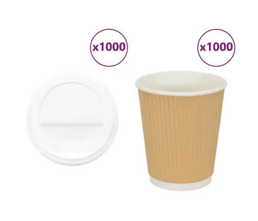 Papīra Kafijas Krūzes Ar Vākiem 1000 Gab 8 Unces 200 Ml Vidaxl