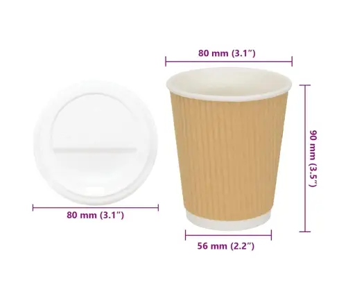 Papīra Kafijas Krūzes Ar Vākiem 1000 Gab 8 Unces 200 Ml Vidaxl