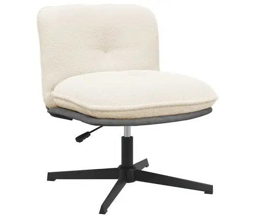 Grozāmā Biroja Krēsla Krēmkrāsas Cirtains Vilnai Līdzīgs Audums Vidaxl