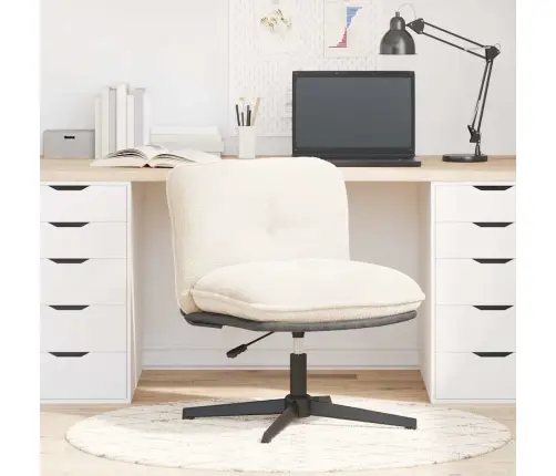 Grozāmā Biroja Krēsla Krēmkrāsas Cirtains Vilnai Līdzīgs Audums Vidaxl