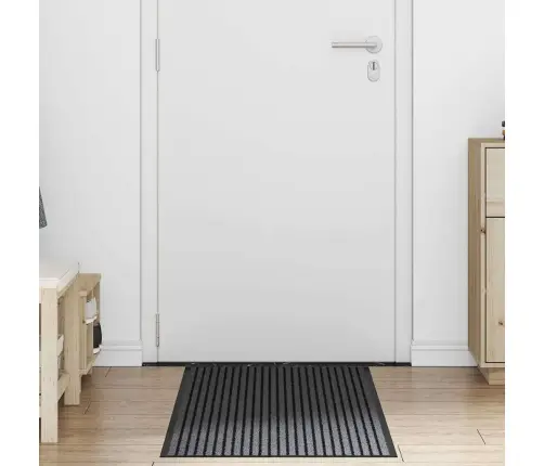 Durvju Paklājs Melns Un Pelēks 60 X 150 Cm Polipropilēns, Pvc Vidaxl