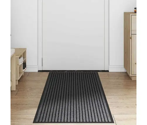 Durvju Paklājs Melns Un Pelēks 60 X 180 Cm Polipropilēns, Pvc Vidaxl