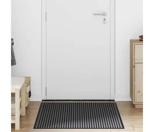 Durvju Paklājs Melns Un Pelēks 80 X 120 Cm Polipropilēns, Pvc Vidaxl