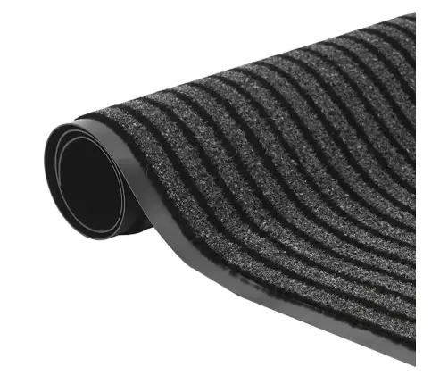 Durvju Paklājs, Svītrains, Melns Un Pelēks, 90X120 Cm Vidaxl