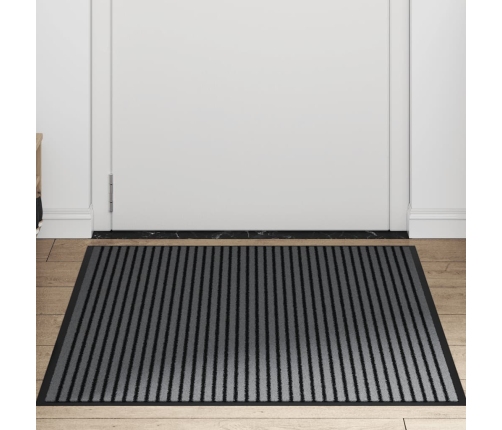 Uksematt Triip Must Ja Hall 90X150 Cm