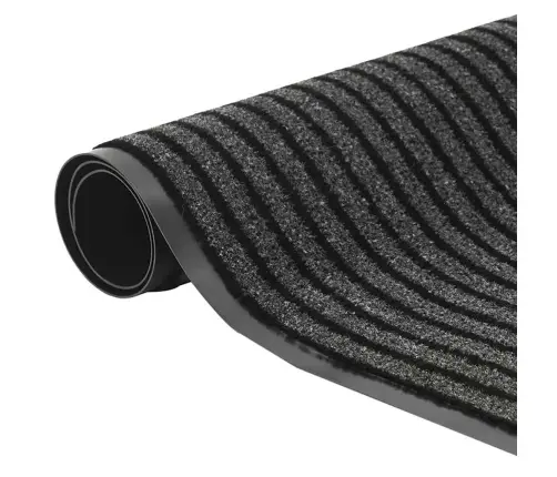 Durų Kilimėlis, Juodos Ir Pilkos Spalvos, 115X300cm Dryžuotas