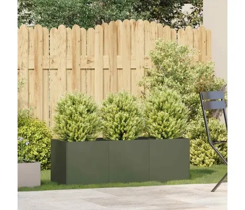 Puķu Kaste, Olīvzaļa, 120X40X40 Cm, Auksti Velmēts Tērauds Vidaxl